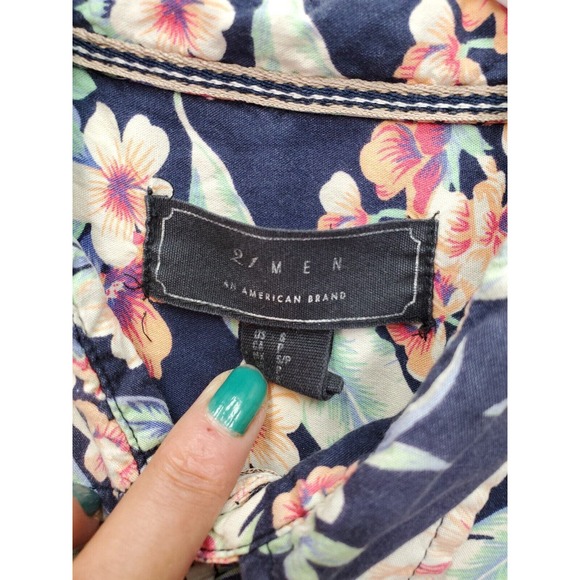 21 MEN Shirt Men's Small Multi Hawaiian Short Sleeve Pocket Collared Button Down - Picture 7 of 7